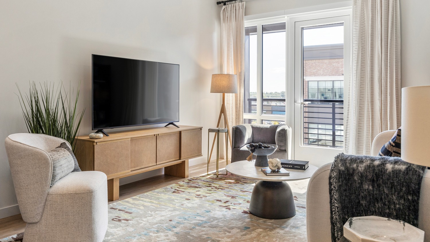 Living room in one of Epicurean's luxury apartments in Salem, NH