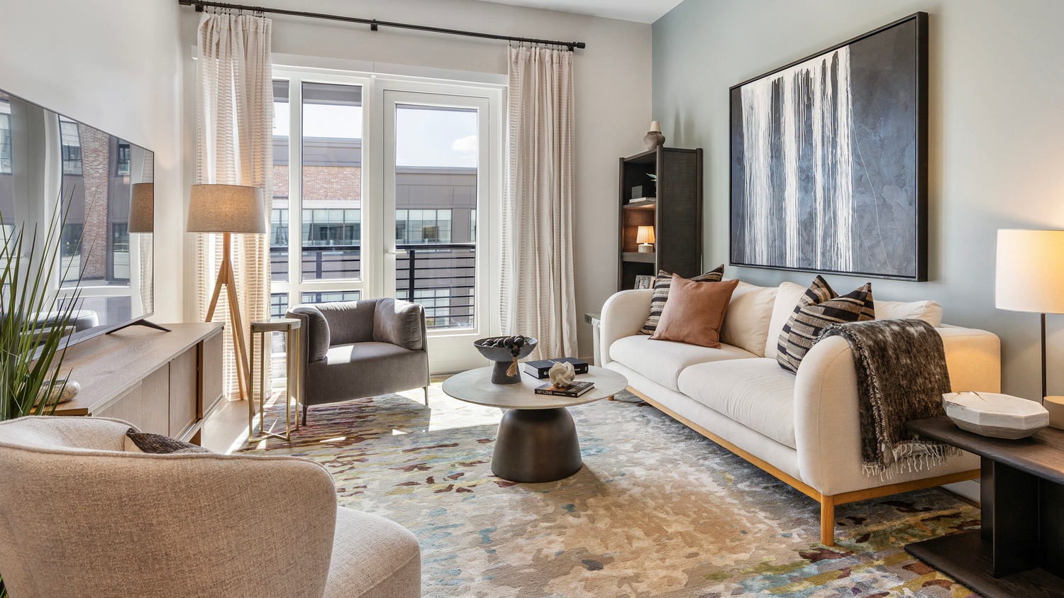 Living room in one of Epicurean's luxury apartments in Salem, NH