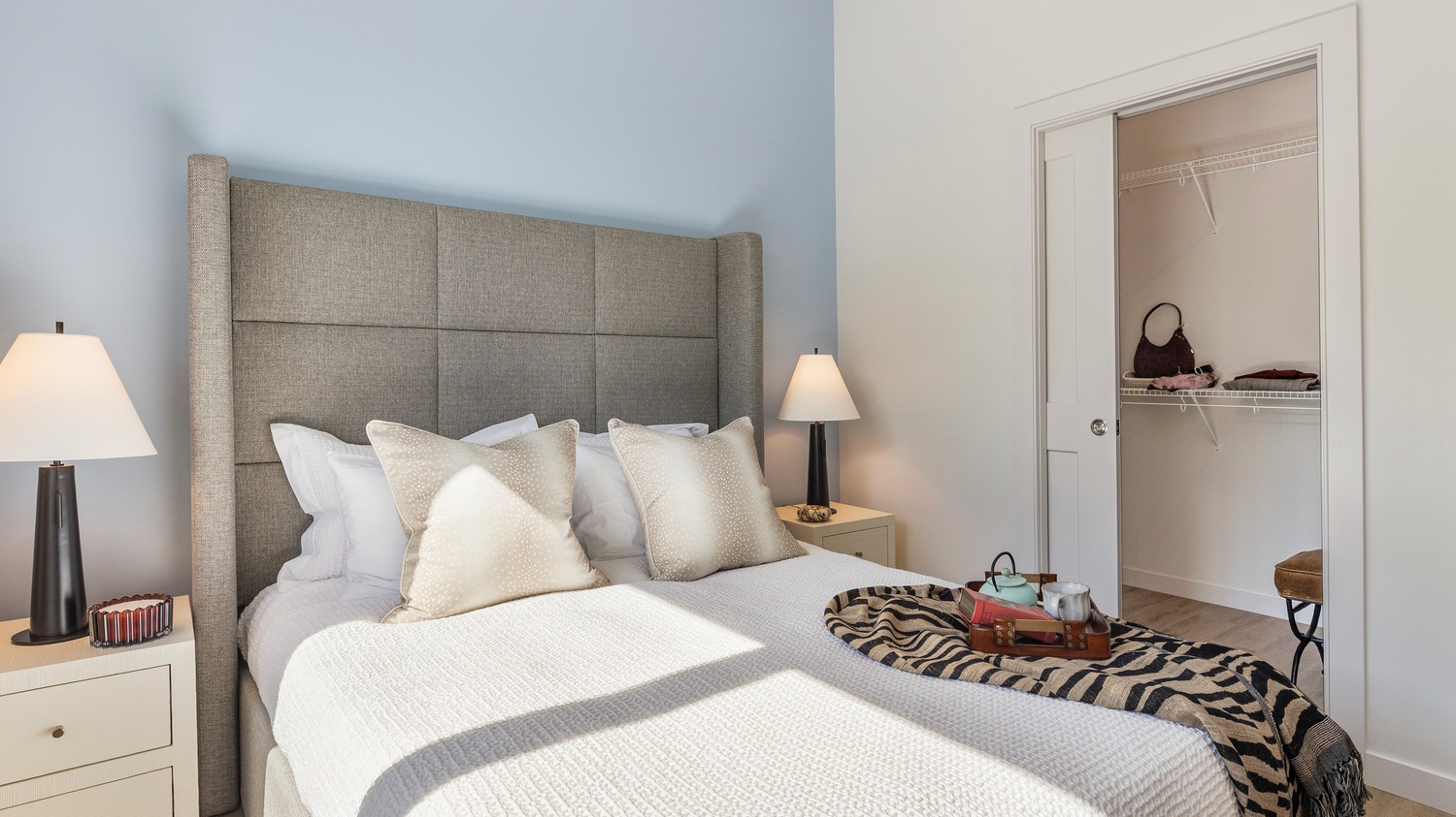 Bedroom in one of Epicurean's luxury apartments in Salem, NH