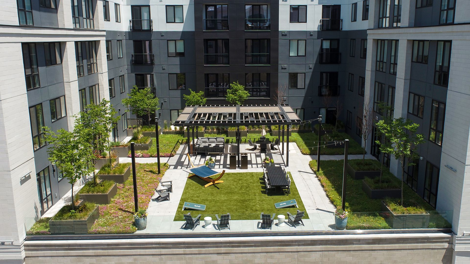 Aerial courtyard view.