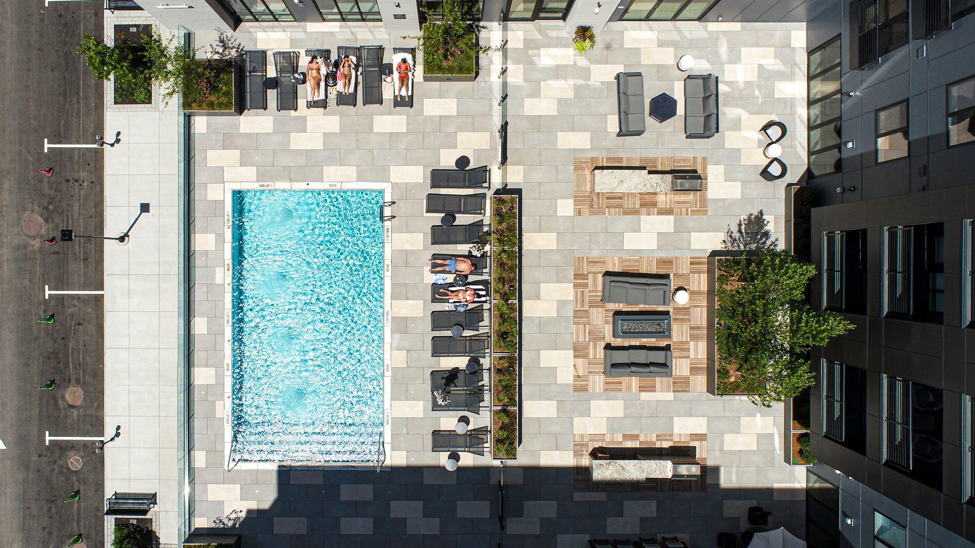 Aerial pool view.